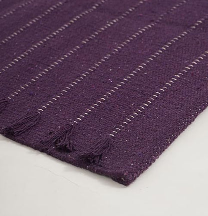Indian Handmade 100% Organic Cotton Yoga Mat, Hand Woven Rug, Yoga Mat For Everyday Fitness at Home Comfortable Foldable Long Mat - color: Purple