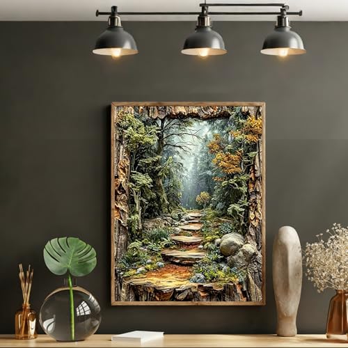 PHANTASYART Misty Forest Path Paint by Numbers Kit for Adults 16x20inch | Paint by Number Adult, Forest Nature Painting by Numbers for Adults, DIY Acrylic Painting Kits for Adults, Home Decor Gift - color: Forest, size: 16x20inch