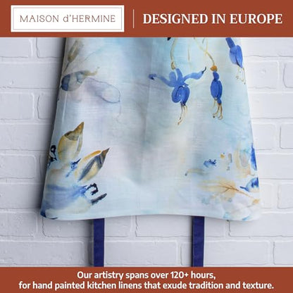 Maison d' Hermine Aprons for women with Pocket 100% Cotton (27.50"x31.50") | Adjustable Neck Strap & long ties Apron Men Chef Wedding Cooking Gardening Server Maid - color: 038 - Lazy Summer Days