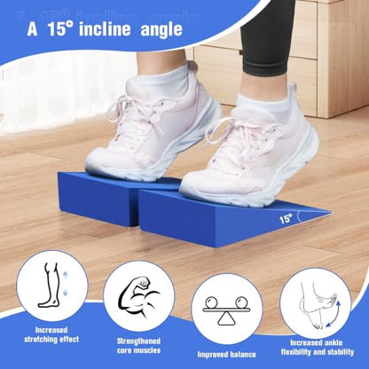 Yoga Wedge Block Foam Squat Wedges Slant Board, 2 Pcs Update Calf Stretcher