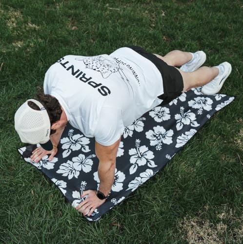 Sprints Athletic Running Towel, Full-Sized, Car Seat Cover - Performance Microfiber (Flex on the Beach - Black w/Snaps) - color: Flex on the Beach - Black W/ Snaps