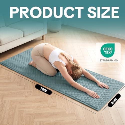 MABOZOO Cotton Yoga Mat, Non-Slip Breathable Yoga Rug for Man and Woman, Washable Foldable Exercise Mat for Meditation, Pilates, Indoor Outdoor Fitness