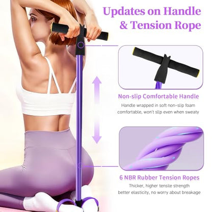 Pedal Resistance Band with Handle, Upgraded 6-Tube Exercise Bands - color: Purple