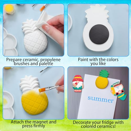 Simgoing 24 Sets Ceramic Painting Kit for Kid Ready to Paint Figures Beach | DIY Arts Crafts for Children, Paint Brushes Magnets Included, Summer Party Favors Creative Figures Beach Theme - style: Beach