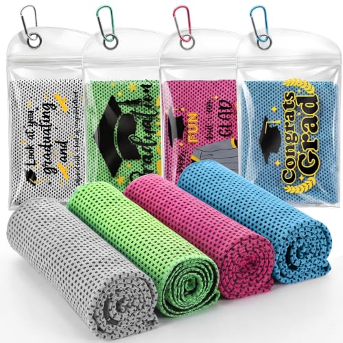 Chumia 4 Pack Cooling Towels (40"x12"), Cooling Neck Wraps, Soft Breathable Chilly Towel, Ice Towel, Microfiber Towels for Yoga, Sport, Running, Workout, Gym, Camping, Fitness & More Activities - color: Light Blue, Green, Rose Red, Light Gray, style: Grad