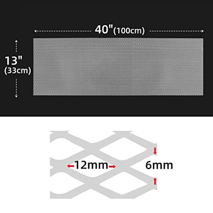 AggAuto Universal 40"x13" Car Grill Mesh 6x12mm Rhombic Hole White | Aluminum Alloy Automotive Grille Insert Bumper, One of the Most Multifunctional Shape Grids 100x33cm - size: 6x12mm Rhombus - White