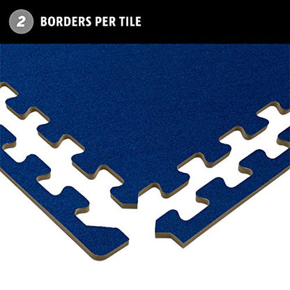 We Sell Mats 3/8 Inch Thick Interlocking Foam Carpet Tiles Durable Carpet Squares Anti Fatigue Support for Home Office or Classroom Use - color: Medium Blue, style: 16 Square Feet (4 Tiles)