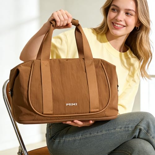 mixi Travel Tote Bag for Women Large Expandable Travel Bag Waterproof Lightweight Carry On Personal Item Handbag - color: Brown