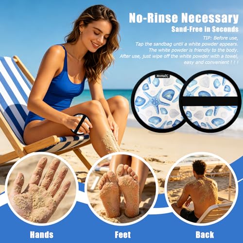 Sand Remover for Beach Towels - Soft Quick Clean Mitt for Kids & Adults | Removes Sand in Seconds,Gentle on Skin,Reusable & Washable,Beach Vacation Essential,Perfect for Beach, Pool & Camping - color: Round Starfish a With Elastic Band