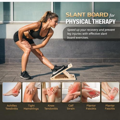Slant Board with Resistance Bands for Calf Stretch & Squat Training