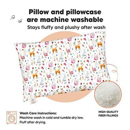 Toddler Pillow with Pillowcase, 13x18 My Little Dreamy Pillow (Forestland) - color: Forestland