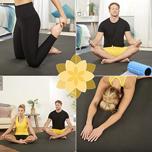 ActiveGear Large Yoga Mat, 6'x4'x8mm Extra Thick Non-Slip - Black