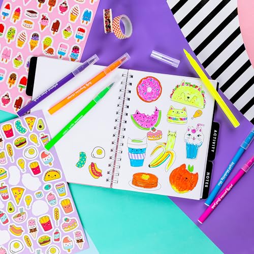 Fashion Angels Funny & Cute Food Graphic Journaling Stationery Set | Includes 1 Tabbed Sketchbook, 2 Sticker Sheets & more, Great Office Product for Kids - style: Funny Foods Graphic