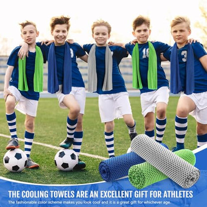 Hosuly 15 Pcs Cooling Towels 40" x 12", Dark Blue, Bright Green, Light Gray - color: Dark Blue, Bright Green, Light Gray