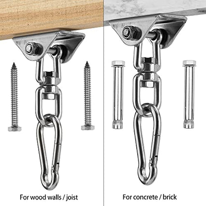 Hammock Hanging Kit, 1000 lb Capacity Heavy Duty 360° Rotate Swing Ultra Durable Hooks for Swing, Chair, Multiple Indoor Outdoor Gym