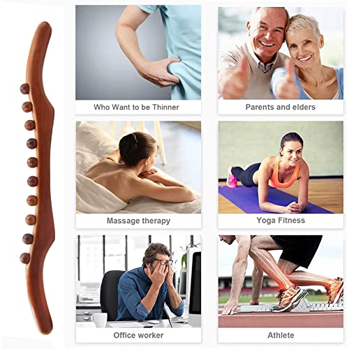Wood Therapy Massage Tools, 21 inch Lymphatic Drainage Massager, Handheld Massage Stick & Wood Therapy Tools for Neck and Back Pain Stomach Body Shaping Anticellulite Leg - style: 10 Balls