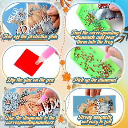 Saillong 12 Pack Blue Fall Diamond Painting Greeting Cards with Envelopes | Fall Diamond Art Cards Kits for Adults, DIY Thanksgiving Cards, Autumn 5d Rhinestones, DIY Crafts, Family Friend, Fall Gifts - color: Blue Fall