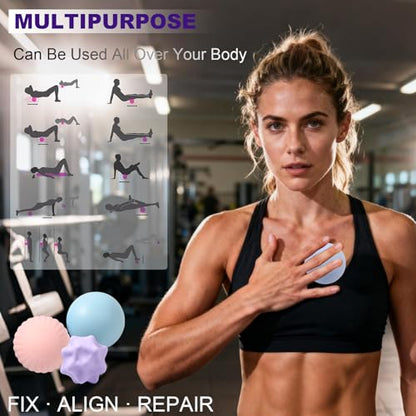 HODEMI Massage Ball Set, 3 Pack Lacrosse Ball, Textured Massage Ball & Trigger Point Ball for Deep Tissue Muscle Massage and Myofascial Release for Back, Neck, Shoulder, Leg and Foot with Mesh Bag - style: Lacrosse Ball Set