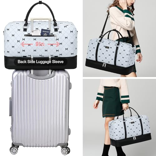 IBFUN Weekender Bags for Women, 21" Travel Duffle Bag with Shoe Compartment - color: E7-Blue