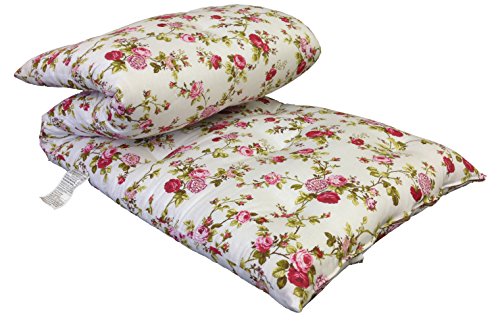 Twin Size Traditional Japanese Floor Futon Mattresses, Tatami Foldable Cushion Mats, Yoga, Meditaion 39" Wide X 80" Long (Red Rose White) - color: Red Rose White