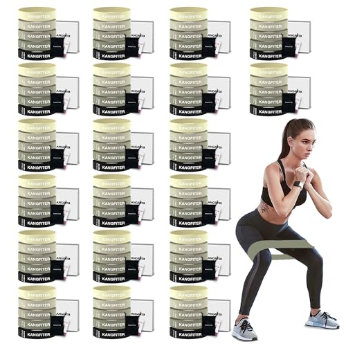 KANGFITER 100 PCS Bulk Resistance Bands Latex for Gym Members Students Gift | 5 Pieces Each Set with Storage Bag and Manual, Fitness Bands for Outdoor Home Gym Yoga Pilates - color: Gray 100PCS