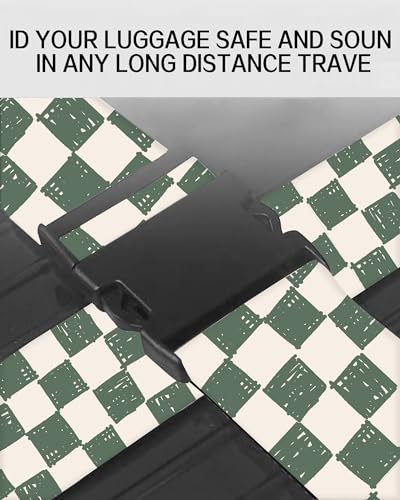 Luggage Straps for Suitcases, Adjustable Travel Belt, Durable Wide Luggage Strap, Cute Suitcase Strap Identifiers with Buckle, Bag Straps for Luggage, Green White Plaid - color: Green White Plaid