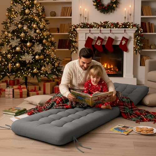 Vercraft Long Floor Cushion Large Floor Cushion with Brushed Cotton 74.8 x 27.5 x 3.15 in Jumbo Lounger Pillow for Outdoor Indoor Bay Window Meditation Yoga Reading Sleeping (1 Pc,Dark Gray) - color: Dark Gray