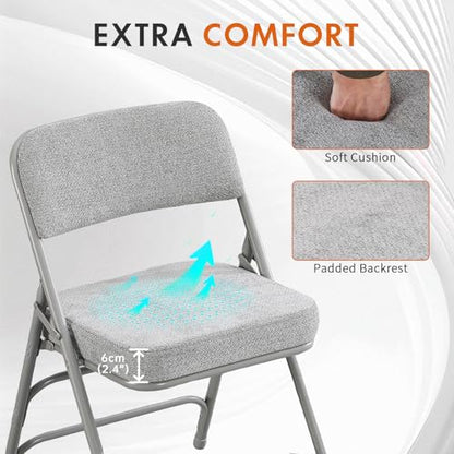 Folding Chair Fabric Padded Seat Indoor Single Foldable Chair Grey - color: Gray X1