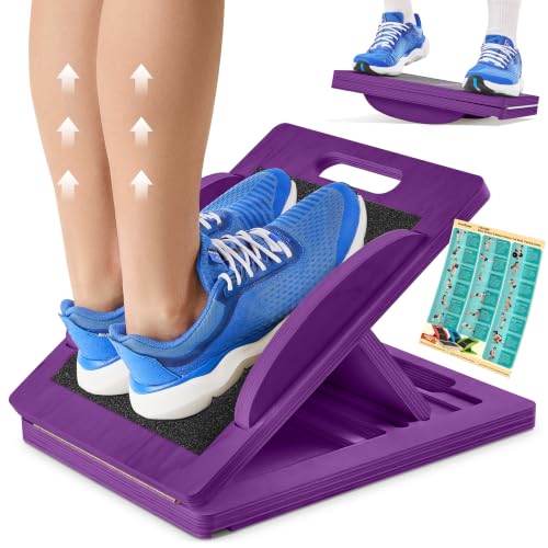 Slant Boards for Exercise, Wooden Slant Board, Calf Stretch Board with 7 Incline Angles, Velour Board, Balance Board & Calf Stretcher, Portable Incline Board for Physical Therapy, Ankle Mobility, Heel & Knees - color: Purple
