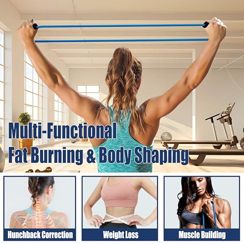 [Set of 2] Figure 8 Fitness Resistance Bands with Soft Handles, Skin-Friendly Natural Latex Elastic Loop,10-15 Pound Tension, Long and Short Stretch, Exercise and Workout for Men and Women