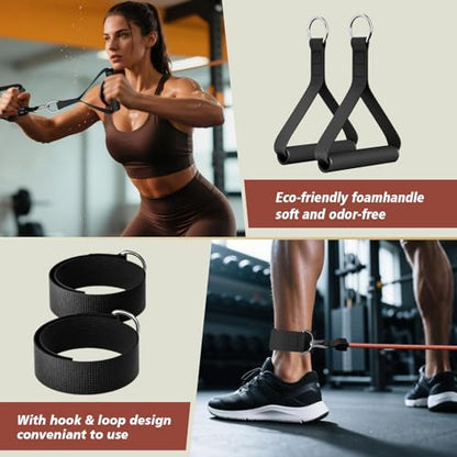 WHATAFIT Resistance Bands with Handles, 5-Level Exercise Bands for Workout - color: Orange Red
