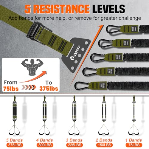 SERTT Adjustable Pull Up Assistance Band, Heavy Duty Assisted Pull Up Bands Support 375lbs, Upgrade Pull Up Bar Resistance Band for Assist Pullup Home Gym Strength Training - color: Green