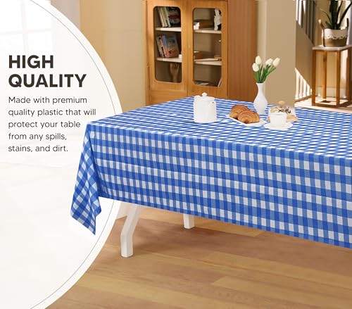 Utopia Kitchen Plastic Table Cloth Disposable [Blue Check, 12 Pack] | Rectangle Tablecloth Waterproof Stain Resistant Party Table Cover - color: Blue Check, size: 54X108 Inch - 12PC