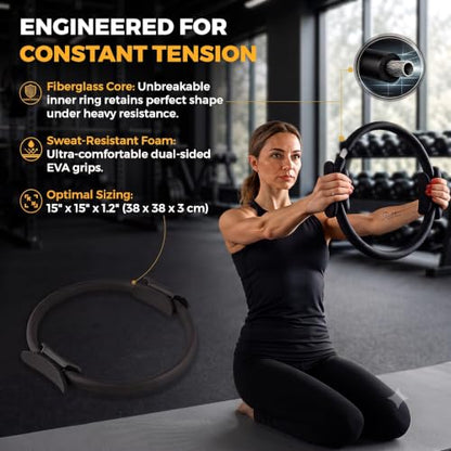 Pilates Kit with 15-Inch Pilates Ring & Small Pilates Ball, Exercise Bands Resistance Bands Set - Workout Equipment and Accessories - Pilates Equipment for Full Body Workout, Pilates Essentials