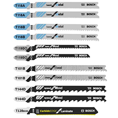 Bosch T11C 11 pc. Laminate/Wood/Metal T-Shank Jig Saw Blade Set - size: 11 pack