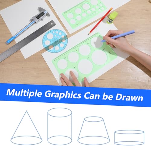 3 Pcs Circle Template, Plastic Circle Stencil for Drawing, Professional Circle Ruler, Small&Medium&Large Multifunctional Circle Drawing Tool for Office, School, Drafting Supplies