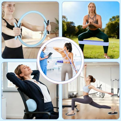 Hoedia Pilates Kit for Women, Pilates Equipment Ring and Ball Set - color: Blue