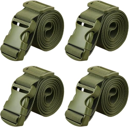 MAGARROW 1.5" Utility Luggage Straps with Buckle Adjustable, 4-Pack (Army Green, 1.5 in x 3.2 ft) - color: Army Green, size: 1.5 in x 3.2 ft