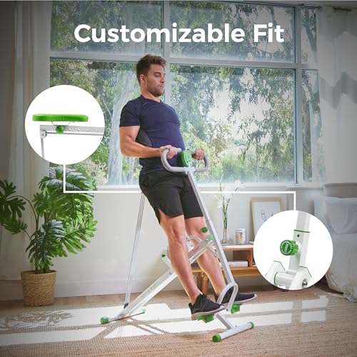 Sunny Health & Fitness Smart Row-N-Ride Glute & Leg Trainer, Foldable Squat Assist Rower with Exclusive SunnyFit App Connection - color: Green