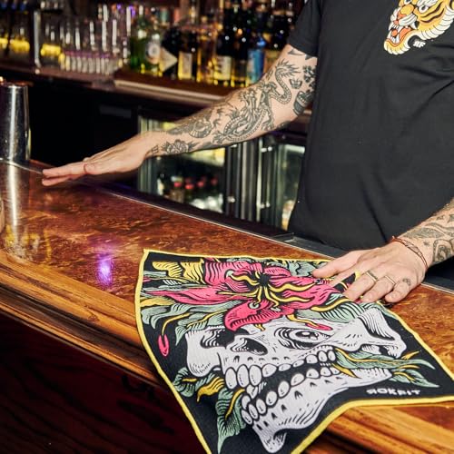 RokFit Gym & Golf Towel – Multi-Use, Quick-Dry, Durable Utility Towel with Bold Graphic and Carabiner Clip (Eternal Bloom) - color: Eternal Bloom