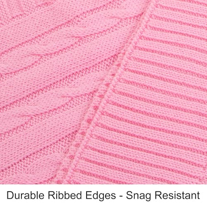NTBAY Cotton Cable Knit Throw Blanket, 51 x 67, Pink - color: Pink, size: Throw(51"x67")