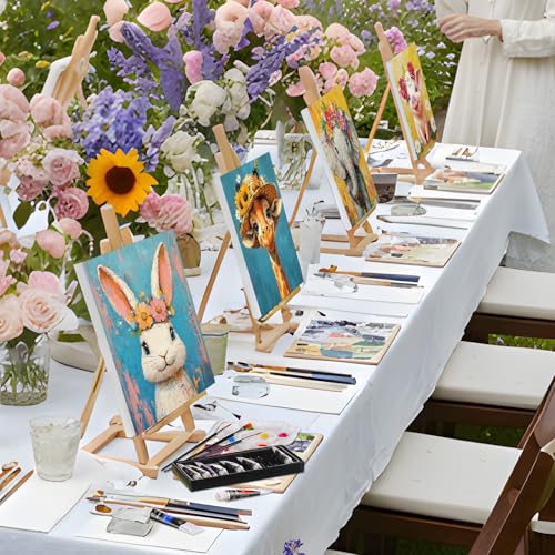 Cholemy 36 Pcs Paint and Sip Kit Gift for Adults 8''x10'',Flower Animals | Pre Drawn Canvas, Painting DIY Afro Acrylic Painting Kit, Wood Easel Brushes, Date Night Bulk, Summer Halloween Party - style: Flower Animals
