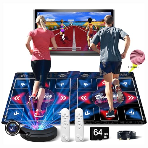 카메라가 있는 HDMI 댄스 매트, 64GB, 1000게임, 81개의 뮤직 비디오, 650곡, 플란넬 - color: 컬러_레드 및 블랙_ii