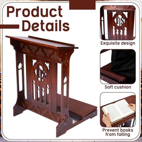 Novabright Florentine Prayer Bench Kneeler Church Prayer Bench Stool with Shelf and Cushion Prayers Kneeler for Home Church Religious Gifts