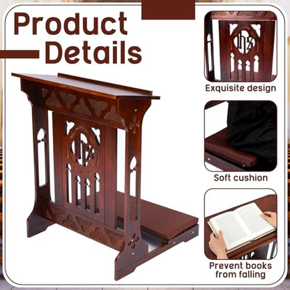 Novabright Florentine Prayer Bench Kneeler Church Prayer Bench Stool with Shelf and Cushion Prayers Kneeler for Home Church Religious Gifts