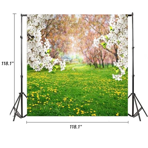 AOFOTO 10x10ft Spring Scenic Backdrop Sweet Flowers Photography Background Meadow Floral Blossoms Garden Florets Grassland Park Trees Kid Baby Portrait Photo Shoot Studio Props Video Wallpaper Drape - size: 10x10ft