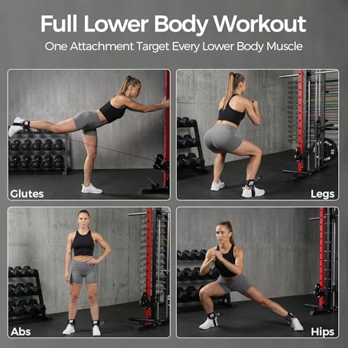 RitFit Kickback 발목 스트랩 패딩 발목 스트랩, 케이블 기계용, 강력한 후크 및 루프, 강화된 3 D링, 조절 가능한 편안한 핏 네오프렌 - 복근, 둔근 및 다리 운동을 향상시키는 프리미엄 발목 커프스 - color: 핑크