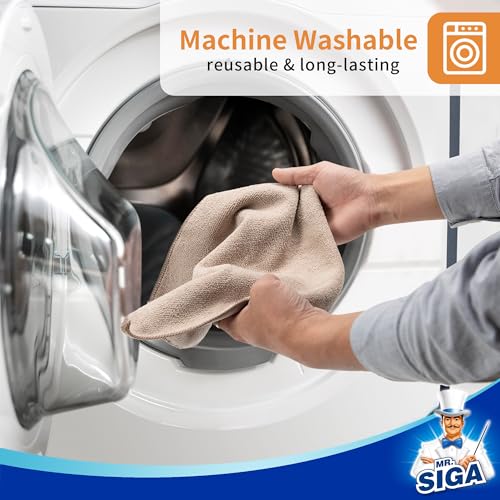 MR.SIGA Microfiber Cleaning Cloths, Streak Free Microfiber Towels, 12 Pack - color: Wheat
