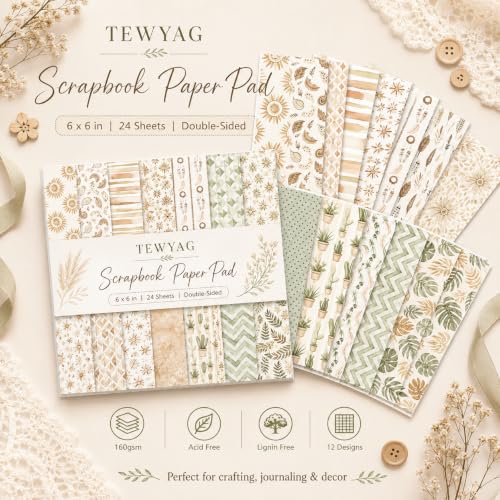 Vintage Scrapbook Paper Double Sided 6x6 Aesthetic Boho Desert 12 Sheets - color: Boho
