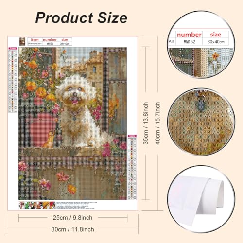 WSLWXSHM Diamond Painting Kits for Adults Dog, Animal Round Full Drill Diamond Art Kits, 5D DIY Paint with Diamonds Crafts for Home Wall Decoration Gifts 12×16Inch - color: Dog D